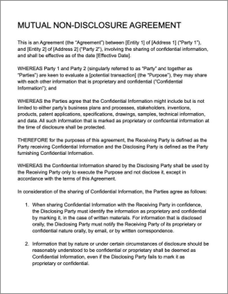 Free Mutual Non-Disclosure Agreement Template | Signeasy